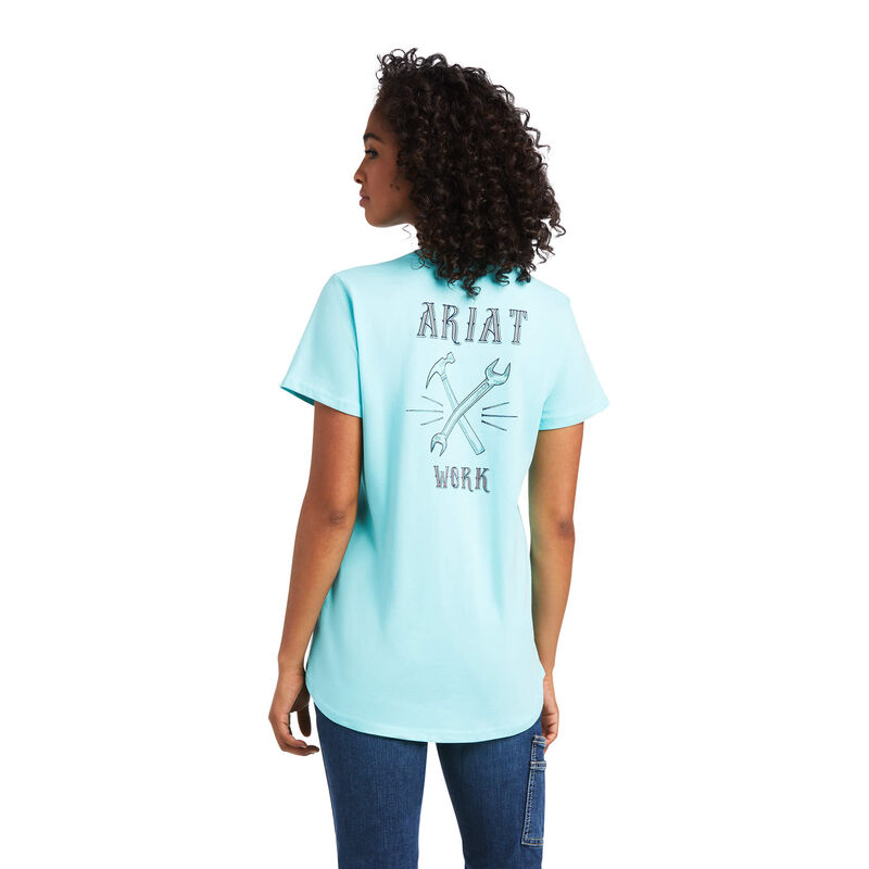 Ariat T-Shirts Damen - Rebar Cotton Strong Wrench Graphic Türkis ( PBWYO-4178 )